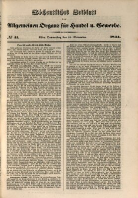 Allgemeines Organ für Handel und Gewerbe und damit verwandte Gegenstände Donnerstag 14. November 1844