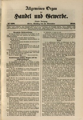 Allgemeines Organ für Handel und Gewerbe und damit verwandte Gegenstände Samstag 16. November 1844