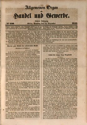 Allgemeines Organ für Handel und Gewerbe und damit verwandte Gegenstände Samstag 14. Dezember 1844