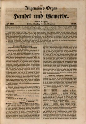 Allgemeines Organ für Handel und Gewerbe und damit verwandte Gegenstände Samstag 21. Dezember 1844