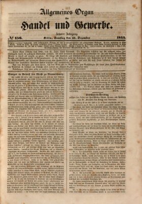 Allgemeines Organ für Handel und Gewerbe und damit verwandte Gegenstände Samstag 28. Dezember 1844