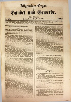 Allgemeines Organ für Handel und Gewerbe und damit verwandte Gegenstände Donnerstag 15. Mai 1845