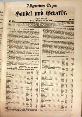 Allgemeines Organ für Handel und Gewerbe und damit verwandte Gegenstände Samstag 31. Mai 1845