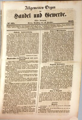 Allgemeines Organ für Handel und Gewerbe und damit verwandte Gegenstände Samstag 18. Oktober 1845