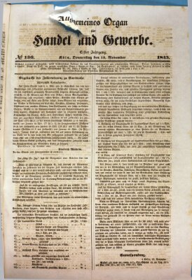 Allgemeines Organ für Handel und Gewerbe und damit verwandte Gegenstände Donnerstag 13. November 1845