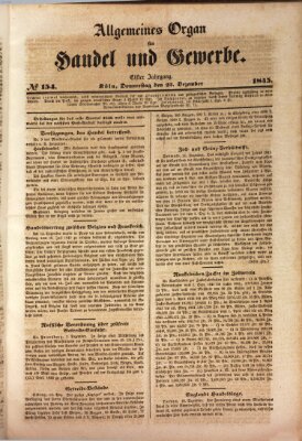 Allgemeines Organ für Handel und Gewerbe und damit verwandte Gegenstände Donnerstag 25. Dezember 1845