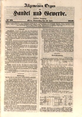 Allgemeines Organ für Handel und Gewerbe und damit verwandte Gegenstände Donnerstag 23. Juli 1846