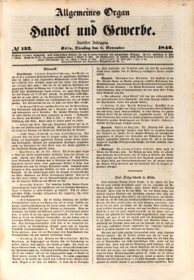 Allgemeines Organ für Handel und Gewerbe und damit verwandte Gegenstände Dienstag 3. November 1846