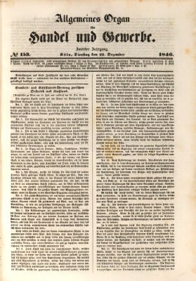 Allgemeines Organ für Handel und Gewerbe und damit verwandte Gegenstände Dienstag 22. Dezember 1846