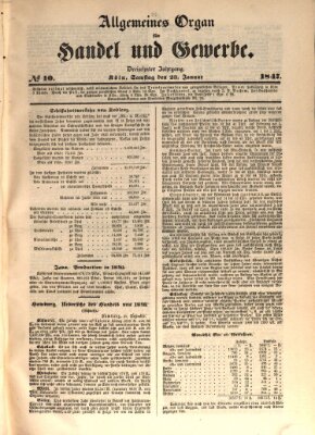 Allgemeines Organ für Handel und Gewerbe und damit verwandte Gegenstände Samstag 23. Januar 1847