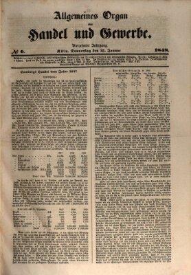 Allgemeines Organ für Handel und Gewerbe und damit verwandte Gegenstände Donnerstag 13. Januar 1848