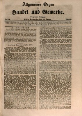 Allgemeines Organ für Handel und Gewerbe und damit verwandte Gegenstände Donnerstag 20. Januar 1848