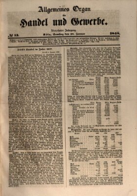 Allgemeines Organ für Handel und Gewerbe und damit verwandte Gegenstände Samstag 29. Januar 1848