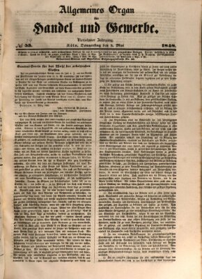 Allgemeines Organ für Handel und Gewerbe und damit verwandte Gegenstände Donnerstag 4. Mai 1848