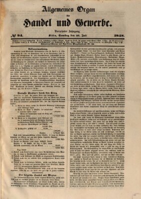 Allgemeines Organ für Handel und Gewerbe und damit verwandte Gegenstände Samstag 29. Juli 1848