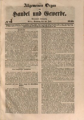 Allgemeines Organ für Handel und Gewerbe und damit verwandte Gegenstände Sonntag 30. Juli 1848