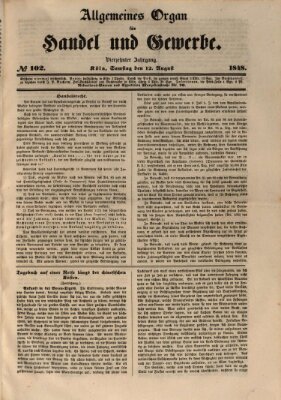 Allgemeines Organ für Handel und Gewerbe und damit verwandte Gegenstände Samstag 12. August 1848