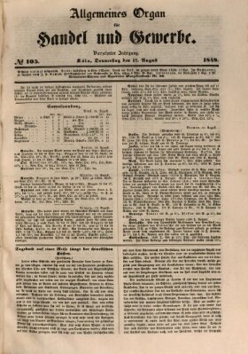 Allgemeines Organ für Handel und Gewerbe und damit verwandte Gegenstände Donnerstag 17. August 1848