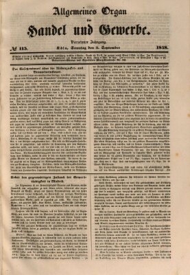 Allgemeines Organ für Handel und Gewerbe und damit verwandte Gegenstände Sonntag 3. September 1848