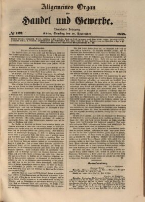 Allgemeines Organ für Handel und Gewerbe und damit verwandte Gegenstände Samstag 16. September 1848