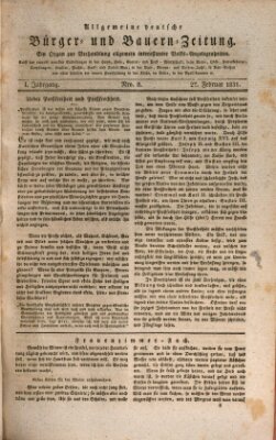 Allgemeine deutsche Bürger- und Bauern-Zeitung (Bauern-Zeitung aus Frauendorf) Sonntag 27. Februar 1831