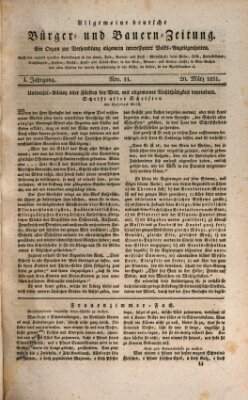 Allgemeine deutsche Bürger- und Bauern-Zeitung (Bauern-Zeitung aus Frauendorf) Sonntag 20. März 1831