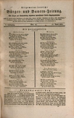 Allgemeine deutsche Bürger- und Bauern-Zeitung (Bauern-Zeitung aus Frauendorf) Sonntag 17. April 1831