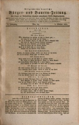 Allgemeine deutsche Bürger- und Bauern-Zeitung (Bauern-Zeitung aus Frauendorf) Montag 3. Oktober 1831