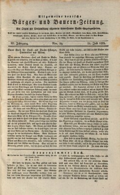 Allgemeine deutsche Bürger- und Bauern-Zeitung (Bauern-Zeitung aus Frauendorf) Sonntag 21. Juli 1833