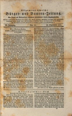 Allgemeine deutsche Bürger- und Bauern-Zeitung (Bauern-Zeitung aus Frauendorf) Montag 16. September 1833