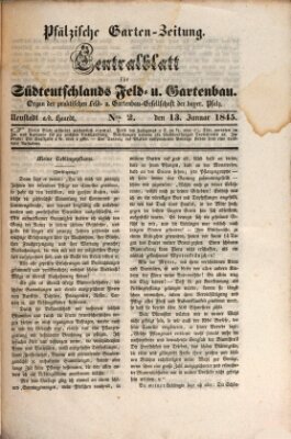 Pfälzische Garten-Zeitung Montag 13. Januar 1845