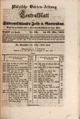 Pfälzische Garten-Zeitung Montag 24. März 1845