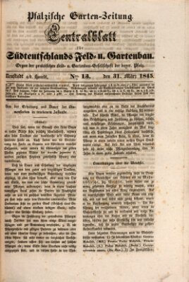 Pfälzische Garten-Zeitung Montag 31. März 1845