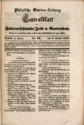 Pfälzische Garten-Zeitung Montag 6. Oktober 1845