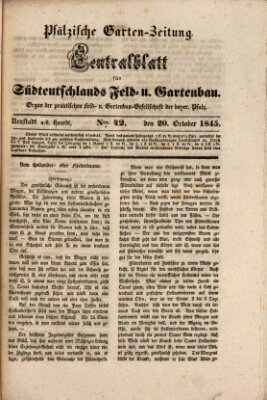 Pfälzische Garten-Zeitung Montag 20. Oktober 1845