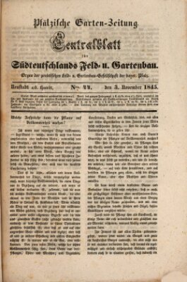 Pfälzische Garten-Zeitung Montag 3. November 1845