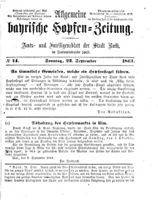 Allgemeine bayrische Hopfen-Zeitung (Allgemeine Hopfen-Zeitung) Sonntag 22. September 1861