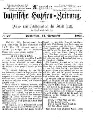 Allgemeine bayrische Hopfen-Zeitung (Allgemeine Hopfen-Zeitung) Donnerstag 14. November 1861