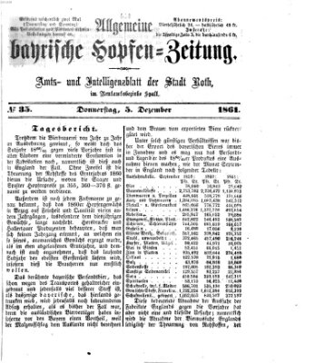 Allgemeine bayrische Hopfen-Zeitung (Allgemeine Hopfen-Zeitung) Donnerstag 5. Dezember 1861