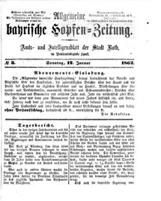 Allgemeine bayrische Hopfen-Zeitung (Allgemeine Hopfen-Zeitung) Sonntag 12. Januar 1862