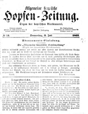 Allgemeine bayrische Hopfen-Zeitung (Allgemeine Hopfen-Zeitung) Donnerstag 3. Juli 1862