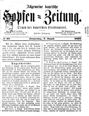 Allgemeine bayrische Hopfen-Zeitung (Allgemeine Hopfen-Zeitung) Donnerstag 7. August 1862