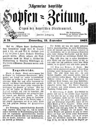 Allgemeine bayrische Hopfen-Zeitung (Allgemeine Hopfen-Zeitung) Donnerstag 11. September 1862