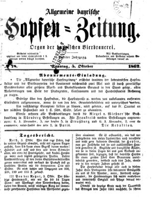 Allgemeine bayrische Hopfen-Zeitung (Allgemeine Hopfen-Zeitung) Sonntag 5. Oktober 1862