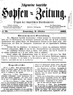 Allgemeine bayrische Hopfen-Zeitung (Allgemeine Hopfen-Zeitung) Donnerstag 9. Oktober 1862