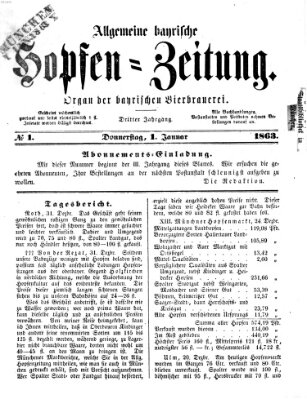 Allgemeine bayrische Hopfen-Zeitung (Allgemeine Hopfen-Zeitung) Donnerstag 1. Januar 1863