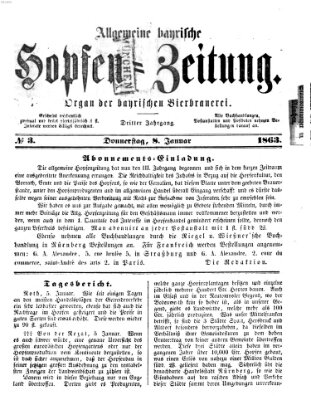 Allgemeine bayrische Hopfen-Zeitung (Allgemeine Hopfen-Zeitung) Donnerstag 8. Januar 1863