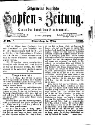 Allgemeine bayrische Hopfen-Zeitung (Allgemeine Hopfen-Zeitung) Donnerstag 5. März 1863