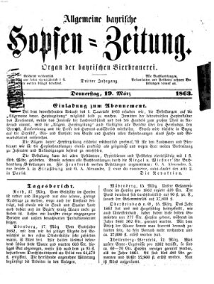 Allgemeine bayrische Hopfen-Zeitung (Allgemeine Hopfen-Zeitung) Donnerstag 19. März 1863