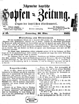 Allgemeine bayrische Hopfen-Zeitung (Allgemeine Hopfen-Zeitung) Donnerstag 26. März 1863